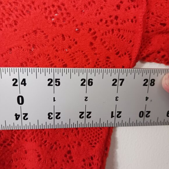 Free People, Red Long Sleeve Top, Open Knit, Oversized, Size MED, Lt. Wt., Soft - Picture 11 of 16